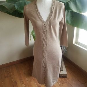 Allison Britanny Womens Small Gold Metallic Dress